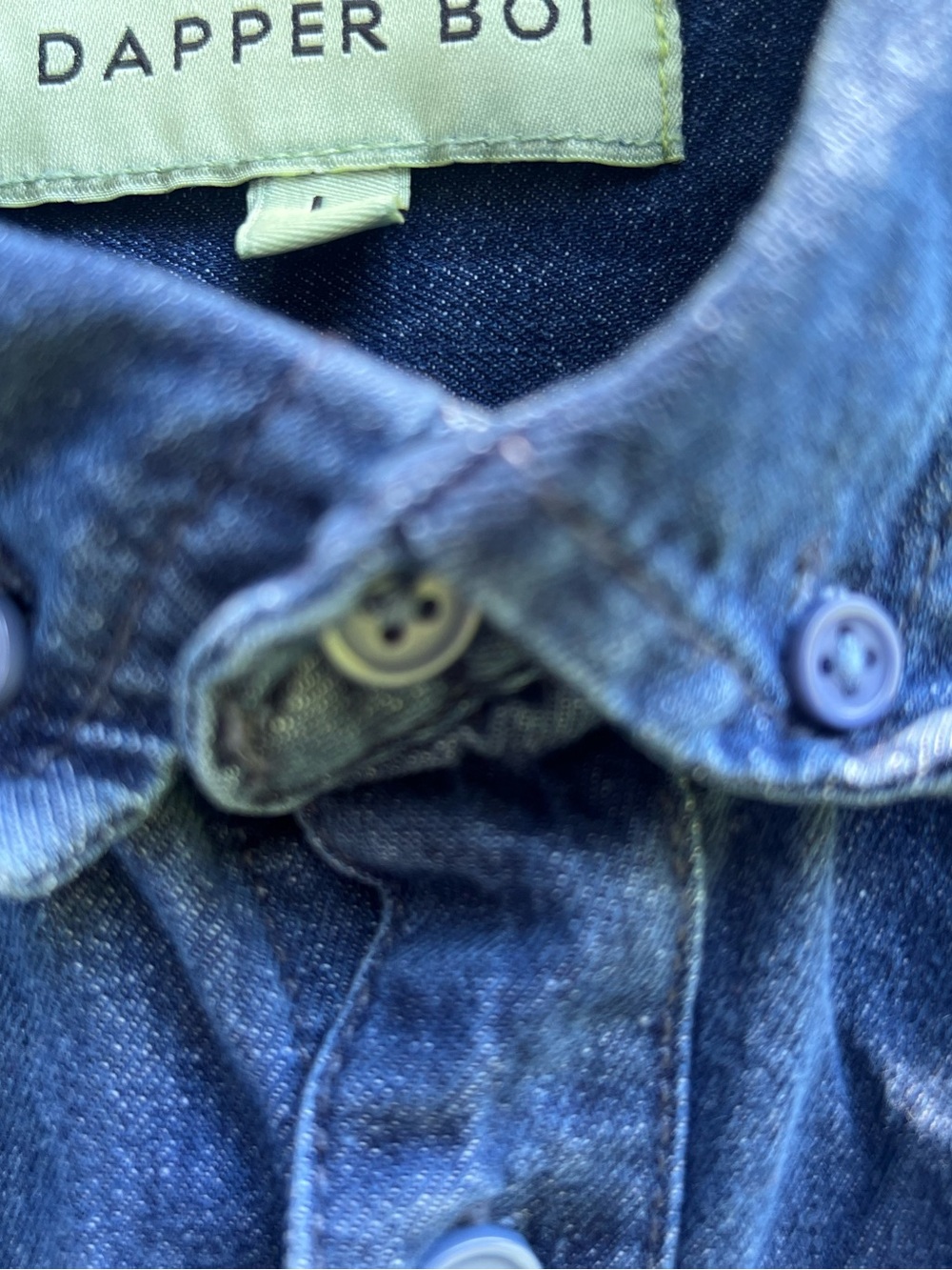 Dapper Boi - Any Gender Blue Denim Button-Up Shirt - Picture 5 of 5